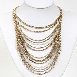 Bijou Drive 15 layered gold-rhinestone-beaded chain necklace